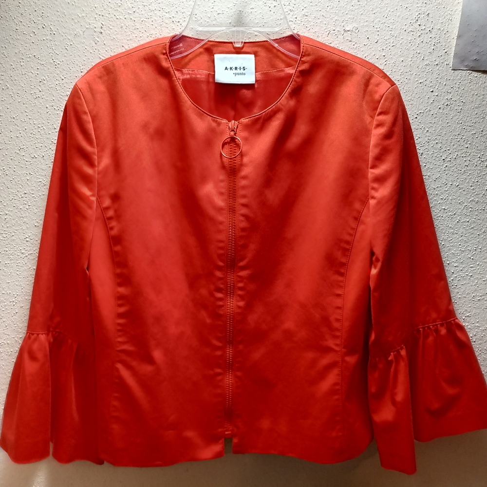AKRIS Punto Women's Orange Zip Up Jacket Size 6.Worn once.